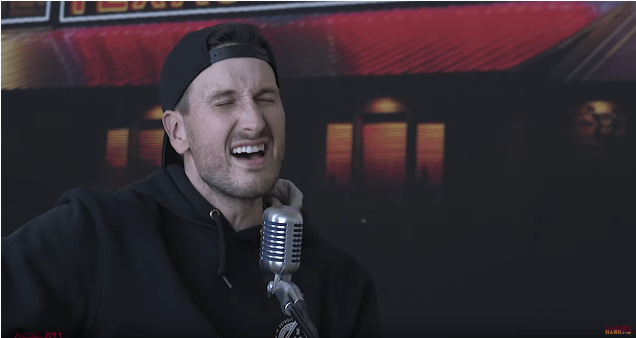 Country singer Russell Dickerson sings Back Porch Live at Emmis Communications