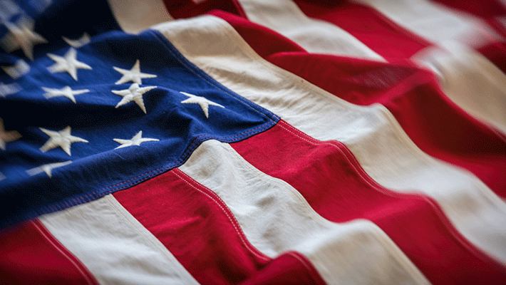 USA flag detail, closeup view