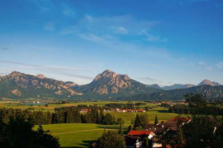 Panoramic view of the Ost-Allgäu Alps. Bavaria, Germany.